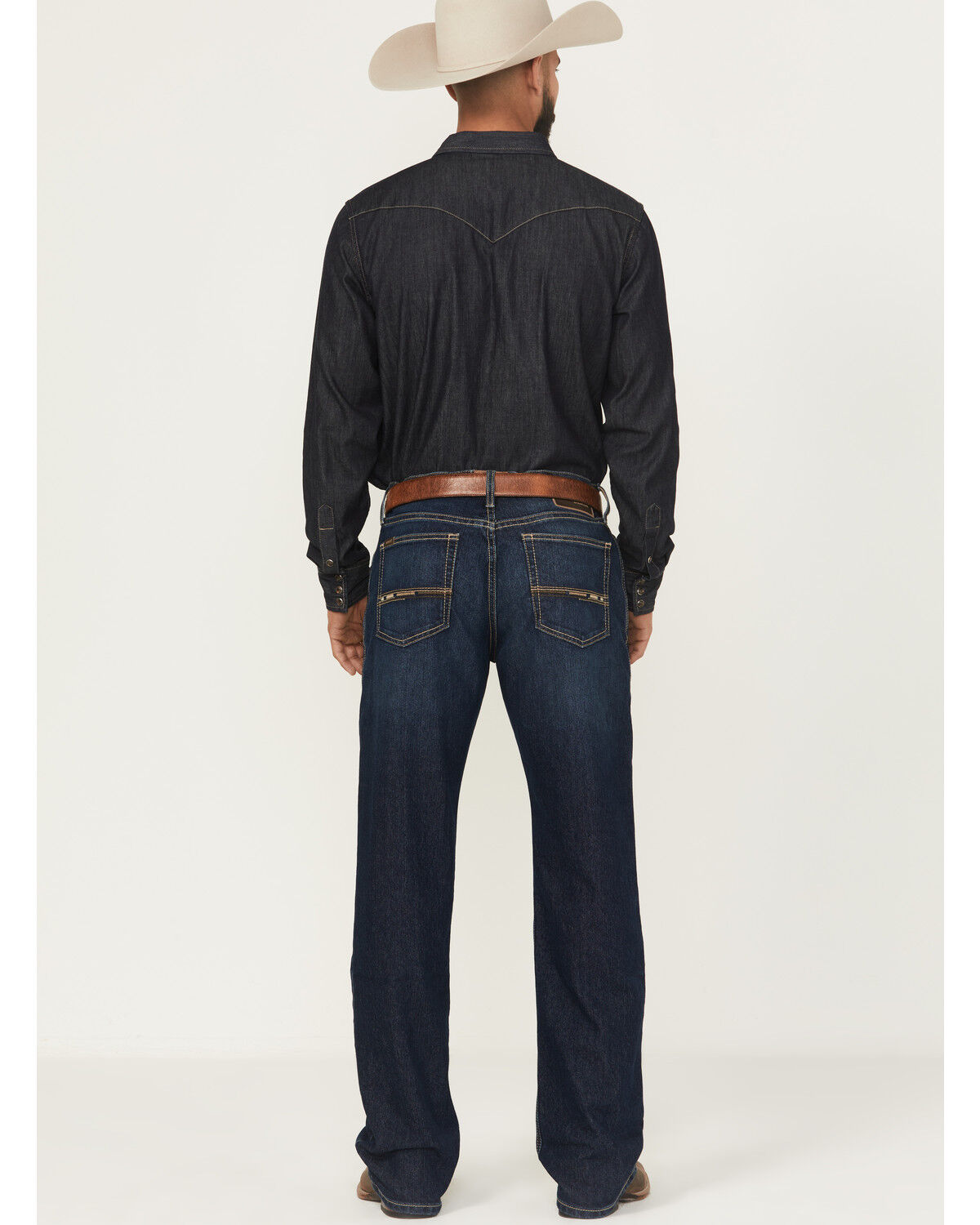 Image #3 - Ariat Men's Dark Wash Hampton Relaxed Bootcut Stretch Denim Jeans - Big, Dark Wash, hi-res