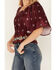 Shyanne Women's Satin Butterfly Sleeve Top , Maroon, hi-res