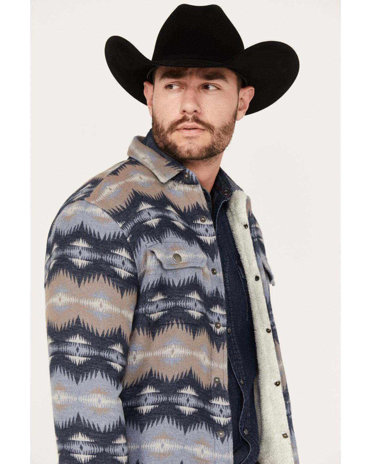 Image #2 - Pendleton Men's Bay City Snap Sherpa Jacket, Blue, hi-res