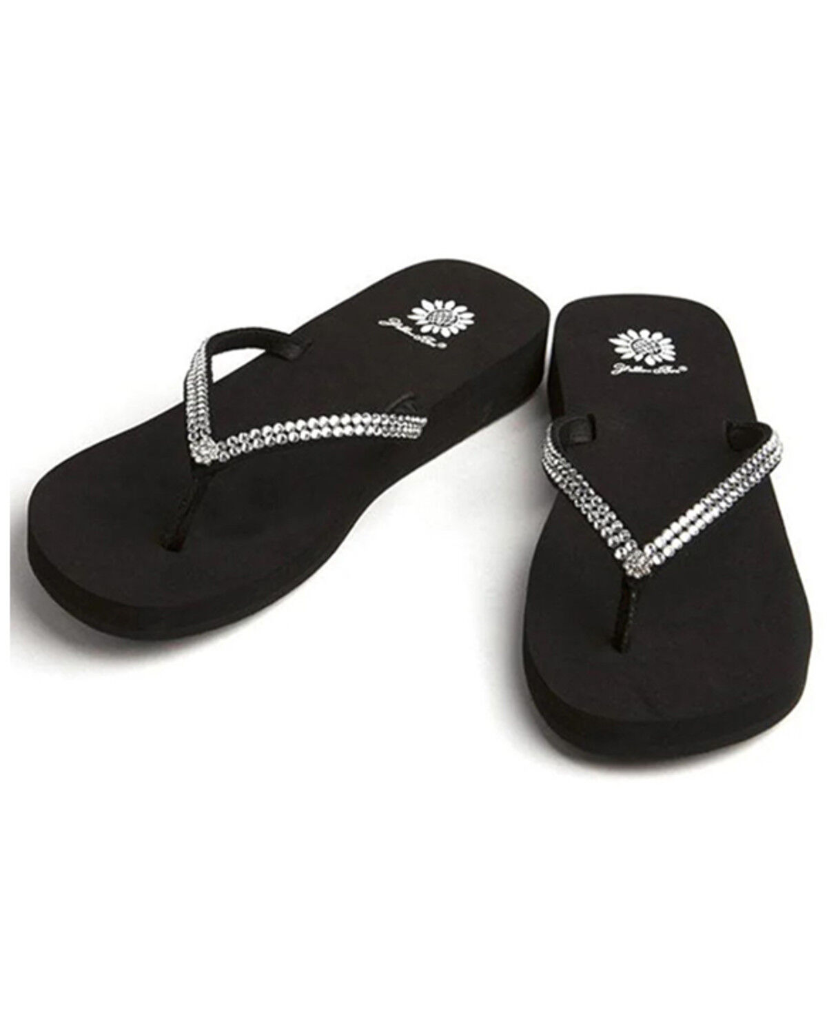 Image #4 - Yellow Box Women's Jello Rhinestone Sandals, Black, hi-res