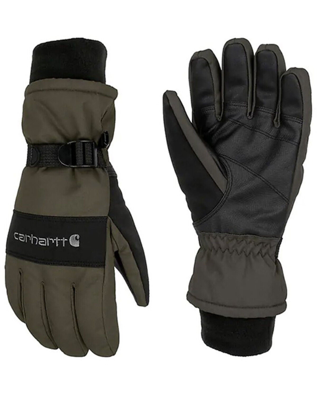 Image #1 - Carhartt Waterproof Insulated Knit Cuff Gloves, Olive, hi-res