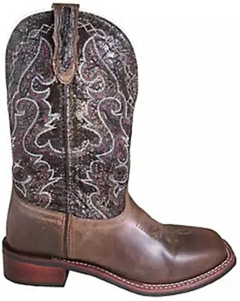 Smoky Mountain Men's Odessa Western Boots - Broad Square Toe, Distressed Brown, hi-res