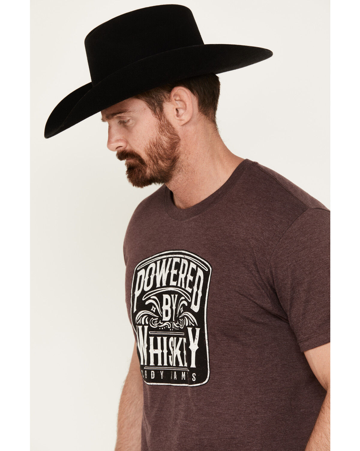 Image #2 - Cody James Men's Powered By Whiskey Short Sleeve Graphic T-Shirt, Burgundy, hi-res
