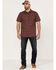 Gibson Men's Tribal Meeting Geo Print Short Sleeve Button Down Western Shirt , Burgundy, hi-res