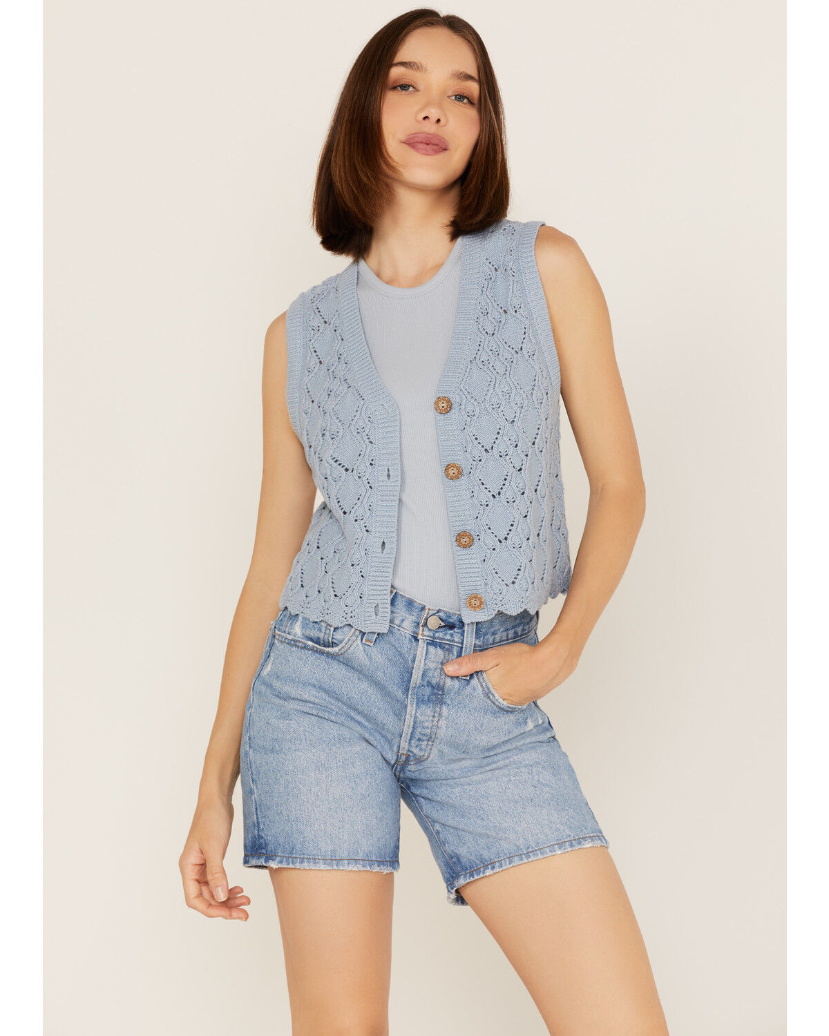 Image #1 - Cleo + Wolf Women's Cropped Knit Sweater Vest, , hi-res