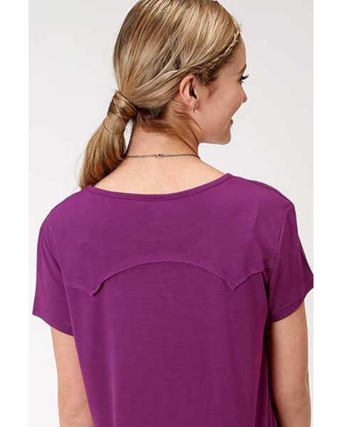 Image #2 - Roper Women's Bucking Bronco Graphic Short Sleeve Tee, Purple, hi-res