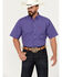 Image #1 - Ariat Men's Jameson Plaid Print Button-Down Short Sleeve Western Shirt, Dark Blue, hi-res