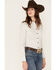 Image #2 - RANK 45® Women's Print Long Sleeve Stretch Snap Riding Shirt, Ivory, hi-res