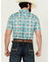 Image #4 - RANK 45&reg; Men's Folklore Plaid Print Short Sleeve Button-Down Performance Stretch Western Shirt, Teal, hi-res