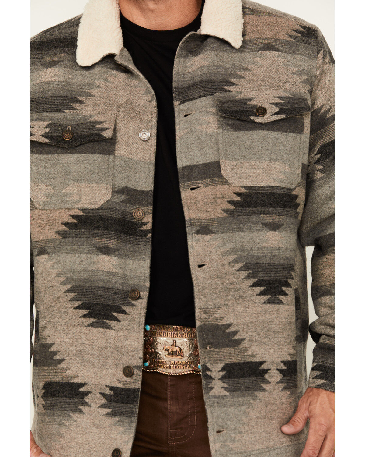 Image #3 - Cody James Men's Whiskey Southwestern Print Jacket, Grey, hi-res