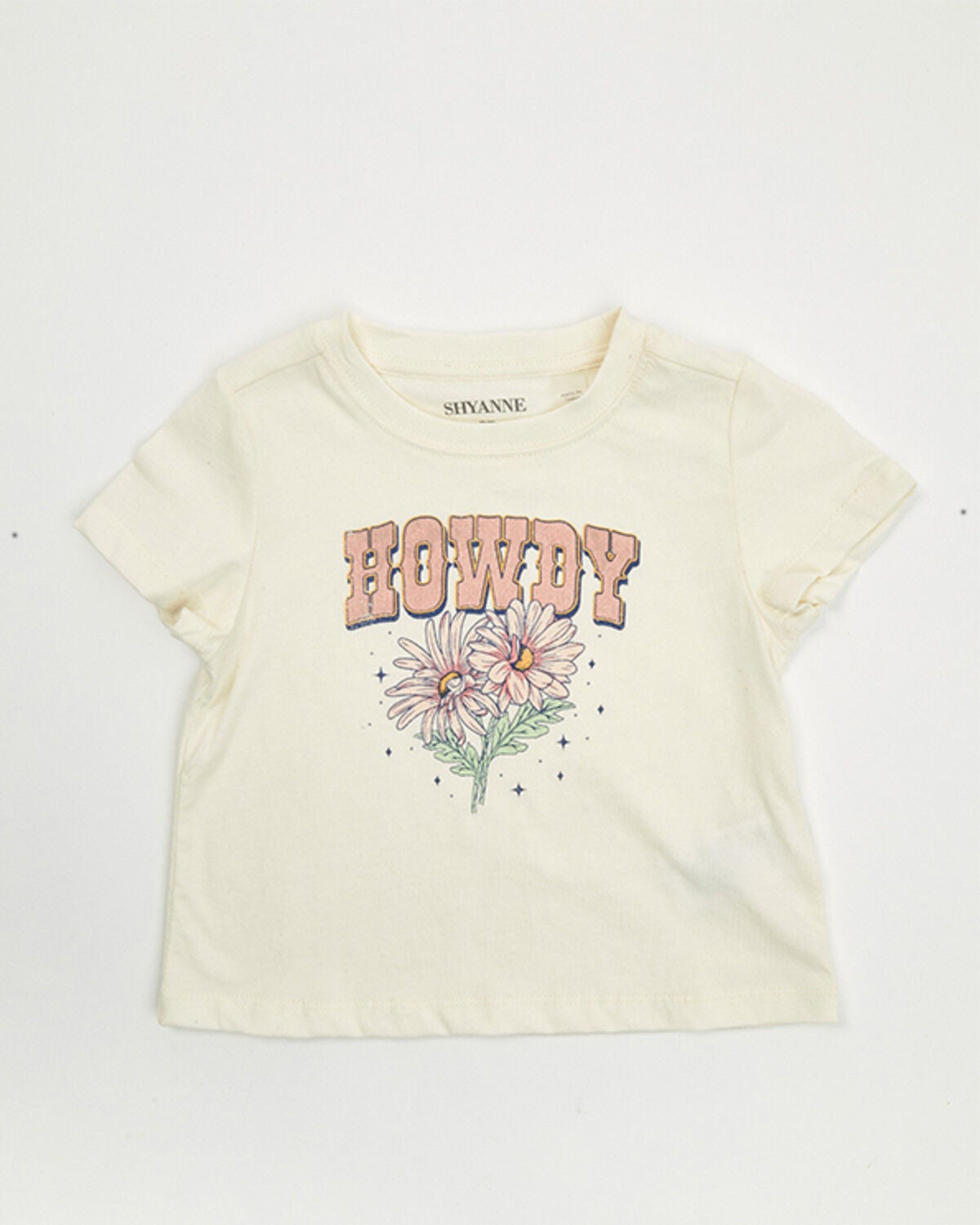 Shyanne Toddler Girls' Howdy Short Sleeve Graphic Tee, Cream, hi-res