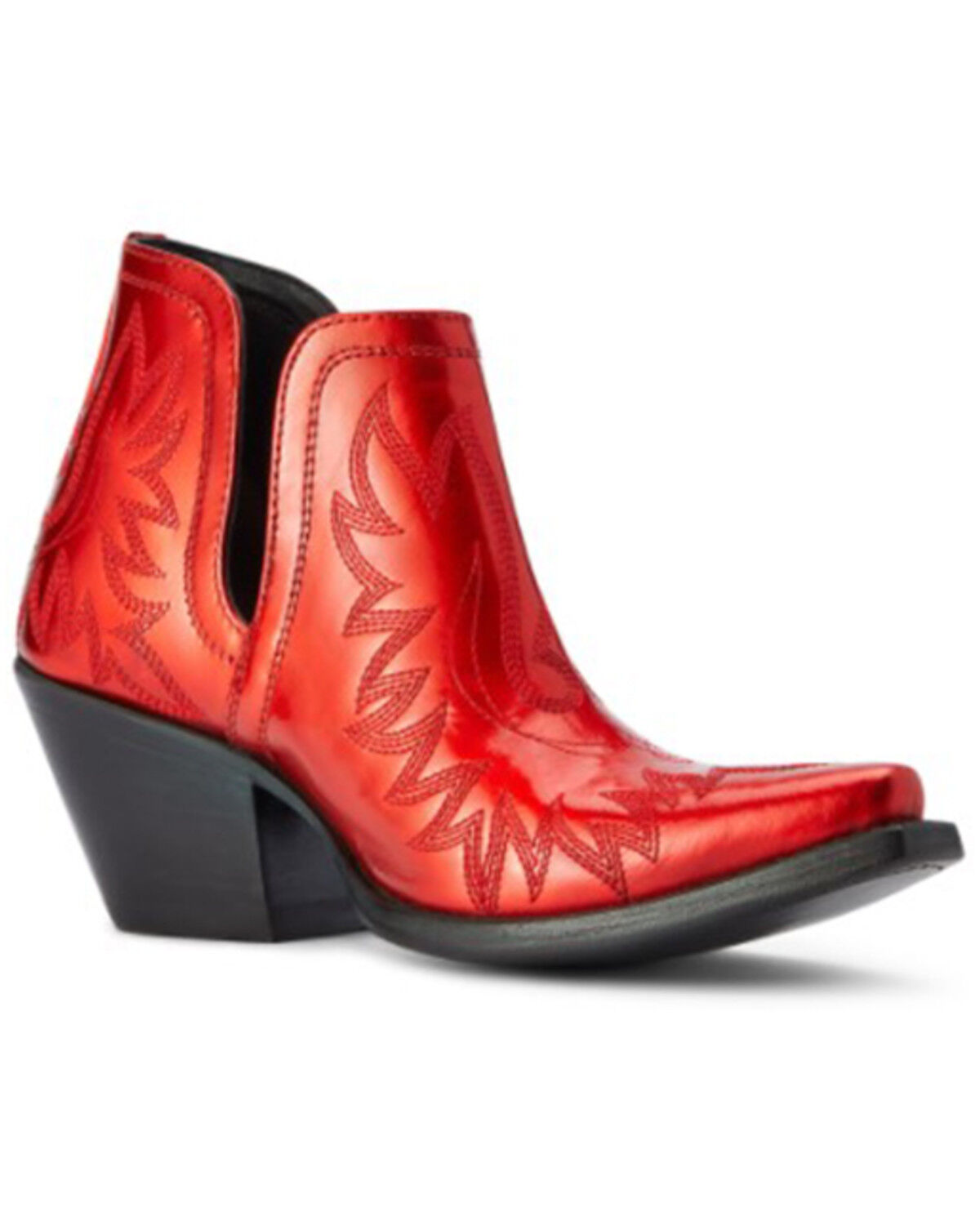 Image #1 - Ariat Women's Dixon Queen of Hearts Western Booties - Snip Toe, Red, hi-res