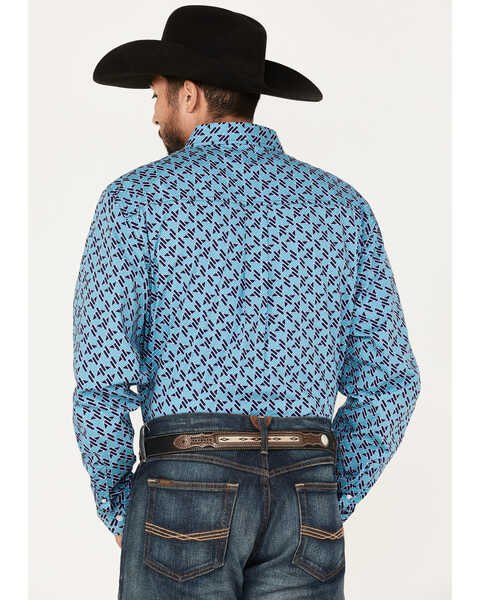 Image #4 - RANK 45® Men's Tie-Down Geo Print Button-Down Western Shirt , Blue, hi-res