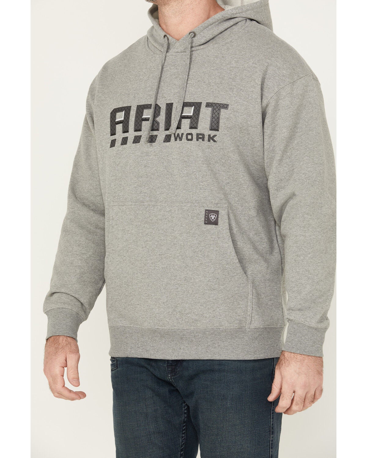 Image #3 - Ariat Men's Rebar Workman Drive Hooded Sweatshirt, Grey, hi-res