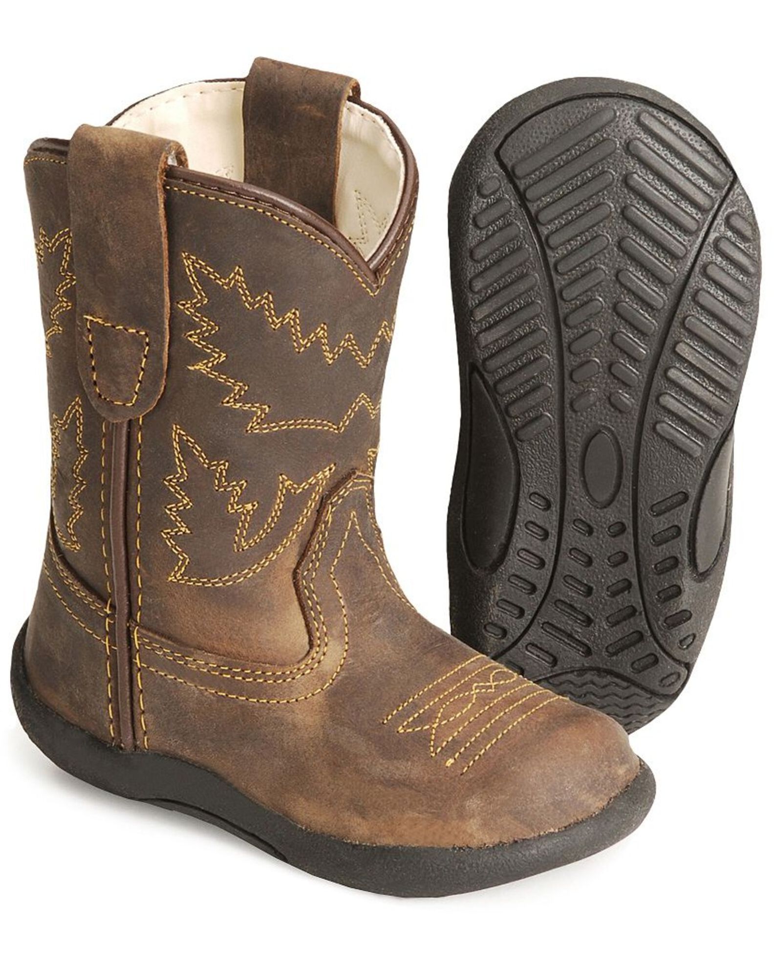Old West Toddler Boys Crazy Horse Boots Round Toe Sheplers