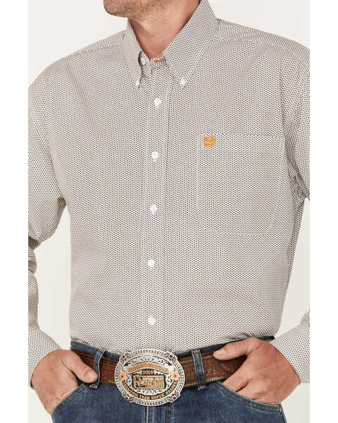 Image #3 - Cinch Men's Vertical Print Long Sleeve Button Down Western Shirt , White, hi-res
