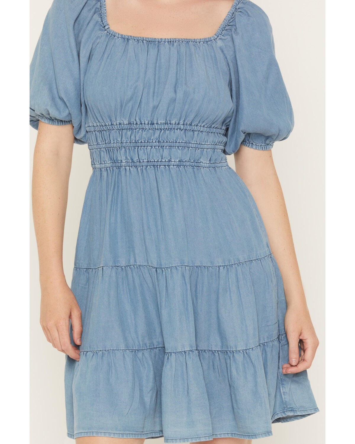 Image #3 - Ariat Women's Juliet Tiered Short Sleeve Mini Dress, Blue, hi-res