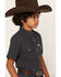 Image #2 - Ferrell Boys' Core Tek Solid Short Sleeve Snap Performance Western Shirt, Grey, hi-res