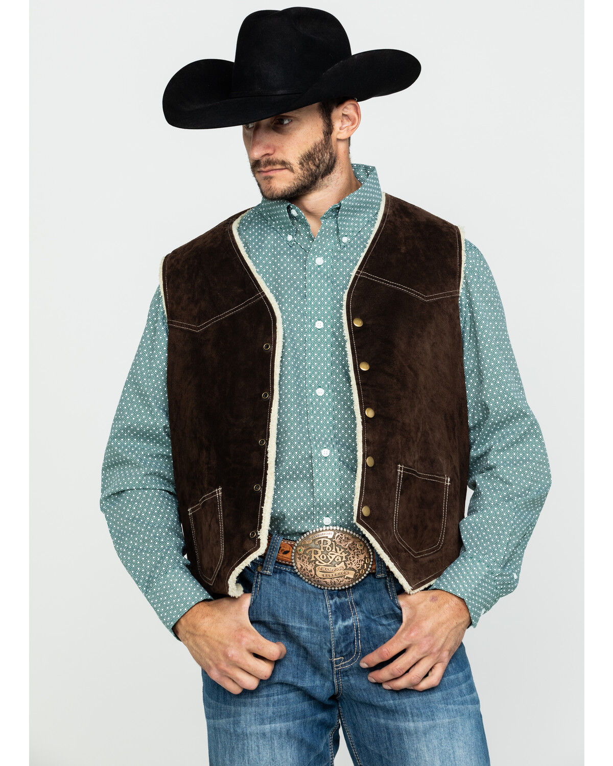 Image #1 - Scully Leatherwear Men's Brown Boar Suede Hunting Vest , , hi-res