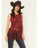 Image #1 - Idyllwind Women's Whitsett Cutout Faux Suede Fringe Tank Top, Cherry, hi-res