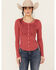 Image #1 - Wrangler Women's Embroidered Long Sleeve Snap Shirt, Light Red, hi-res