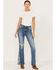 Image #1 - Vervet Women's Pound Medium Wash High Rise Floral Flare Jeans, Medium Wash, hi-res