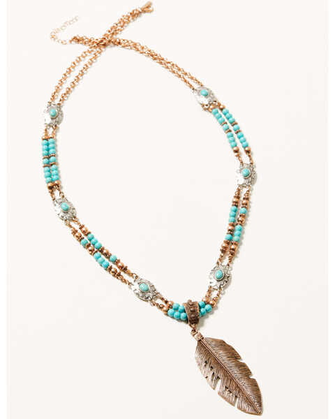 Image #1 - Shyanne Women's Cactus Rose Feather Necklace, Rust Copper, hi-res
