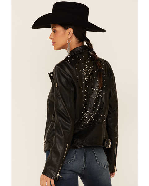 Image #4 - Mauritius Leather Women's Kaye Star Outline Studded Zip-Front Leather Jacket , , hi-res