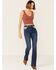 Ranch Dress'n Women's Hayes Southwestern Pocket Bootcut Jeans, Blue, hi-res
