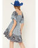 Image #4 - Angie Women's Floral Print Short Sleeve Mini Dress, Blue, hi-res
