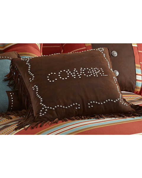 HiEnd Accents Cowgirl Studded Faux Leather Pillow, Multi, hi-res