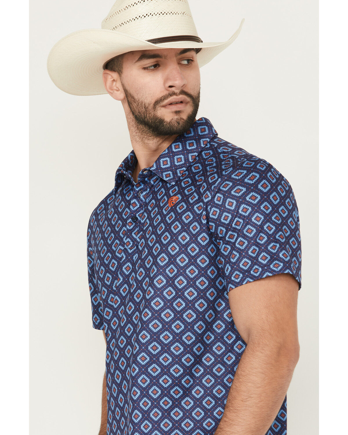 Image #2 - Rock & Roll Denim Southwestern Print Short Sleeve Button-Down Polo, Navy, hi-res