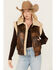 Image #1 - 26 International Women's Faux Leather Aviator Sherpa Vest, Brown, hi-res