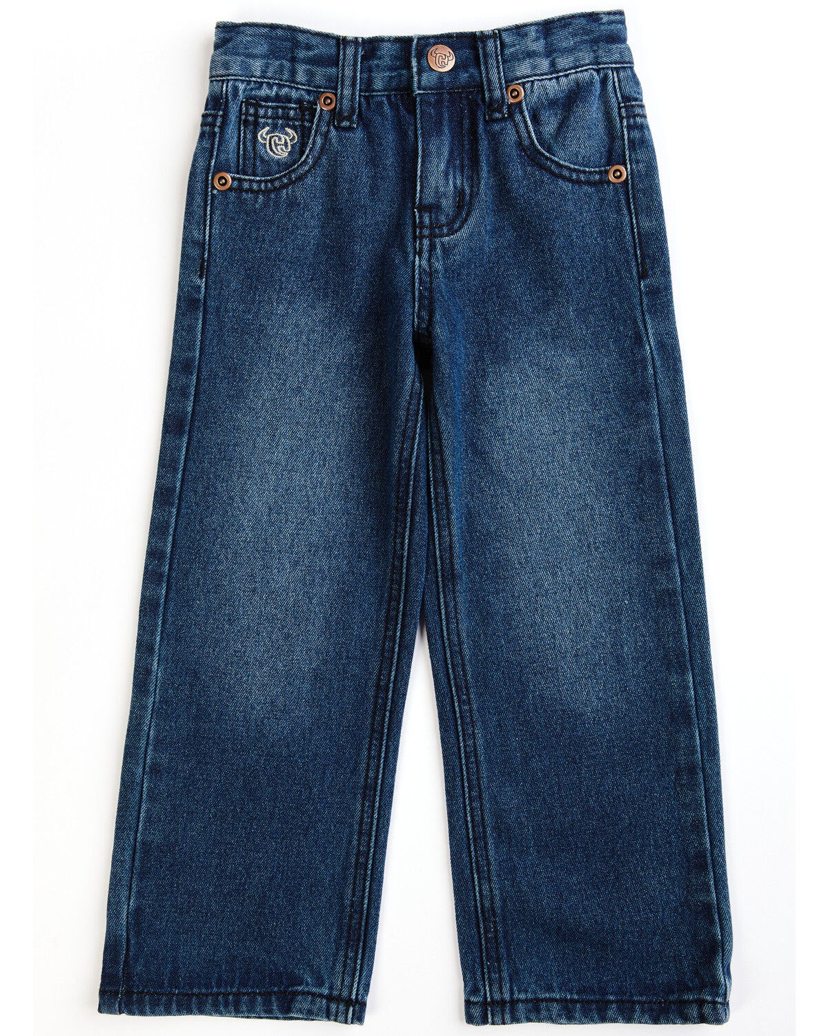 Image #1 - Cowboy Hardware Toddler Boys' Embroidered Cowboy Horse Medium Wash Straight Jeans, , hi-res