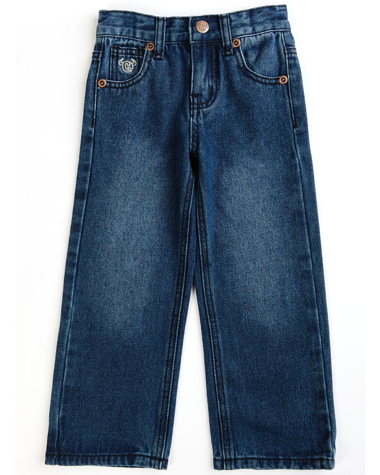 Cowboy Hardware Toddler-Boys' Embroidered Cowboy Horse Medium Wash Straight Jeans, Blue, hi-res
