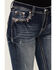 Image #4 - Grace In LA Women's Medium Wash Floral Paisley Embroidered Mid Rise Bootcut Stretch Denim Jeans, Medium Wash, hi-res