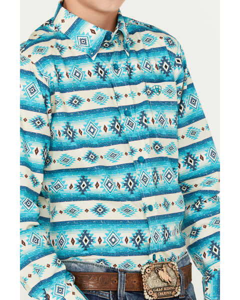 Image #3 - Ariat Boys' Brent Multi Southwestern Print Long Sleeve Button-Down Shirt, Multi, hi-res