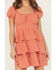 Image #3 - Originality Women's Solid Puff Sleeve Mini Dress, Sienna, hi-res