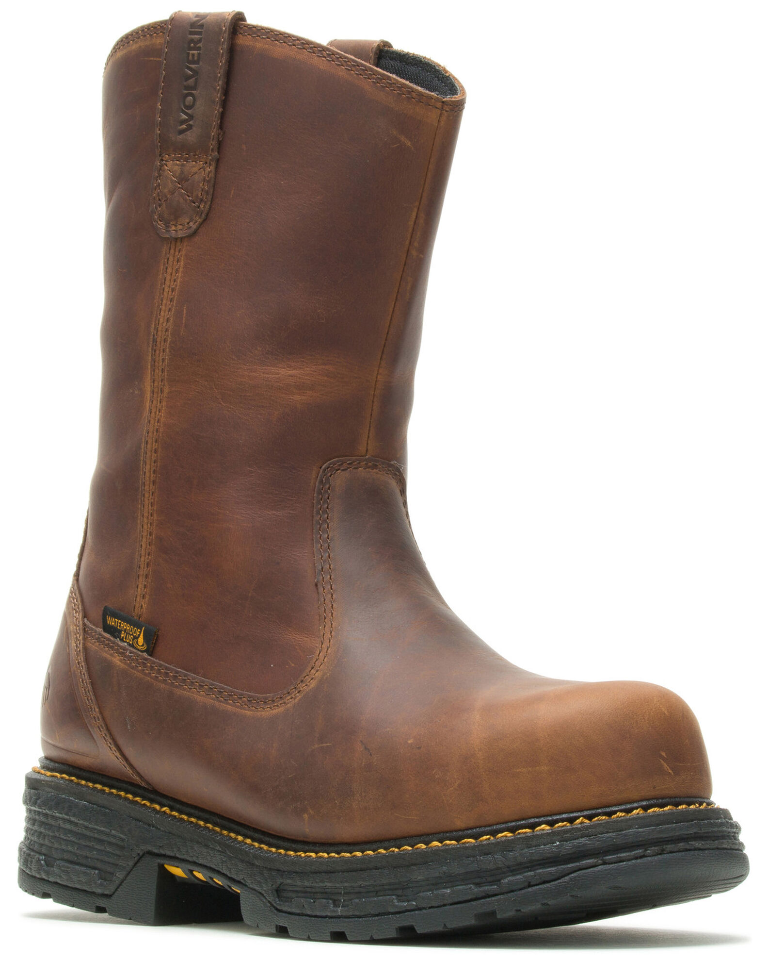 Image #1 - Wolverine Men's Hellcat Waterproof Western Work Boots - Composite Toe, Brown, hi-res