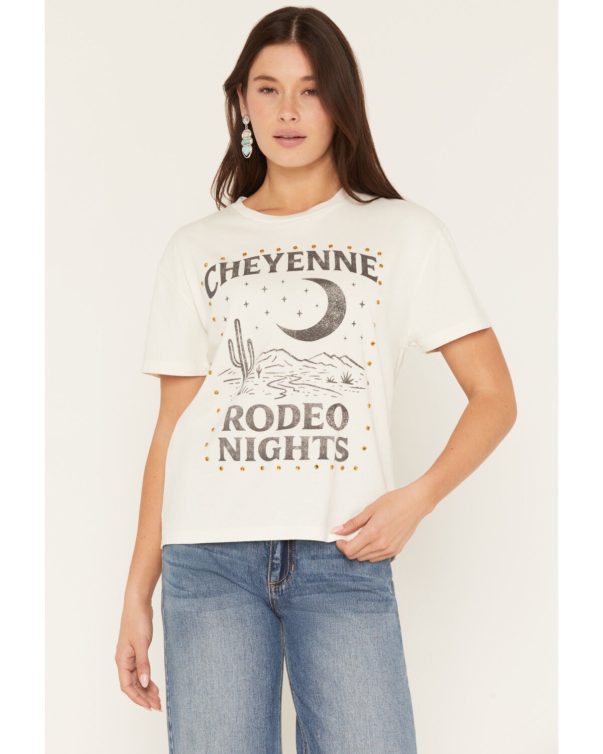 Blue Life Women's Cheyenne Rodeo Nights Short Sleeve Graphic T-Shirt, Bone, hi-res