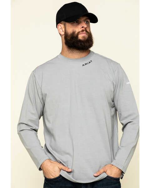 Ariat Men's FR Base Layer Long Sleeve Work T-Shirt , Navy, hi-res