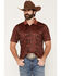 Image #1 - RANK 45&reg; Men's Tonal Southwestern Print Short Sleeve Button-Down Polo, Heather Red, hi-res