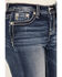 Image #4 - Miss Me Women's Dark Wash Mid Rise Fleur de Lis Bootcut Stretch Denim Jeans, Dark Wash, hi-res