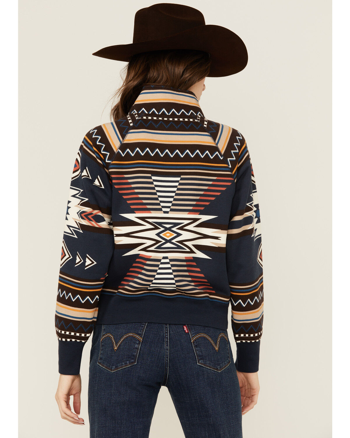 Image #4 - Shyanne Women's Southwestern Print Pullover, Navy, hi-res