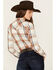 Image #4 - Shyanne Women's Lander Plaid Print Long Sleeve Snap Western Shirt, Cream, hi-res