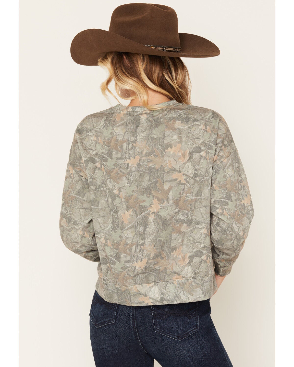 Image #4 - Rock & Roll Denim Women's Camo Print Long Sleeve Crew Neck Sweatshirt, Green, hi-res