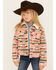 Image #1 - Wrangler Girls' Southwestern Print Sherpa Lined Jacket, Pink, hi-res