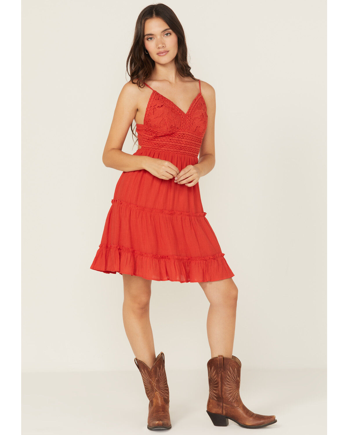 Image #1 - Shyanne Women's Lace Bustier Mini Dress, Red, hi-res