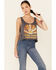 Goodie Two Sleeves Women's Charcoal Southern Sunsets Graphic Crop Tank Top, Charcoal, hi-res