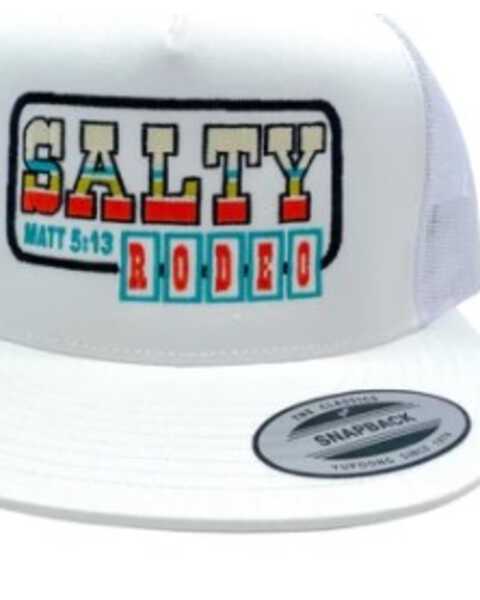 Image #2 - Salty Rodeo Men's White Casino Logo Patch Mesh-Back Trucker Cap , White, hi-res